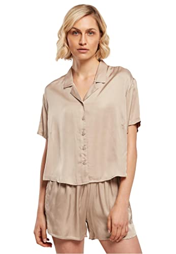 Urban Classics Damen Ladies Viscose Satin Resort Shirt Hemd, Softtaupe, XL...
