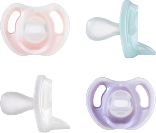 Image of Tommee Tippee Ultra-Light Silicone Pacifier,0-6 Months,Symmetrical One-Piece Design,BPA-Free Silicone Binkies,Pink /Purple /Green,(Pack of 48)