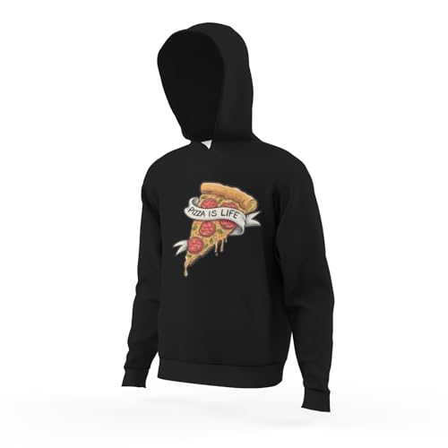Kids Funny Pizza Lovers Italian Food Pizza Is Life Boys Girls Lightweight Kangaroo Pocket Fleece Hoodies 5