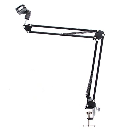 LMTECH Suspension de Microphone Boom Ciseaux Bras Micro Support de Micro pour Radiodiffusion ou Enregistrement Professionnel