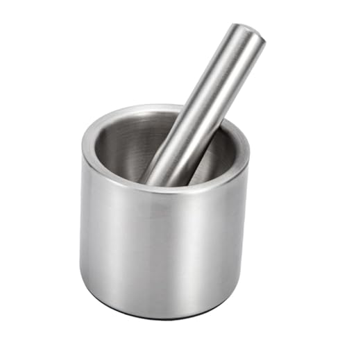 FUNOMOCYA Mortero de Acero Inoxidable con Pilón Antideslizante Resistente la Corrosión para Triturar y Jengibre Cocina y Profesional