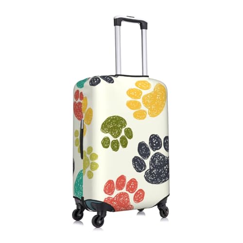 Cute Colorful Dog Paw Print Suitcase Cover Luggage Protector Washable Elastic Fashionable Travel Gear Cover3
