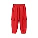 Straight Leg Sweatpants Girl Fashion High Waist Elastic Loose Comfort Sports Pant Casual Daily School Trouser (5-14 Years) Red