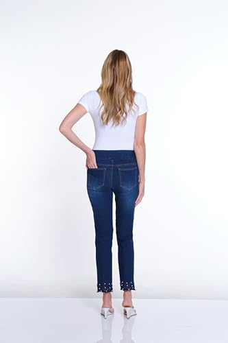 SLIM-SATION Women's Four-Pocket Pull-on Jean Ankle Pant with Hem Embellishment4
