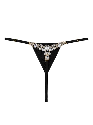 Image of RoseSeek Women's Sparkling Butterfly Chain Underwear Low Rise Cheeky G String Panty