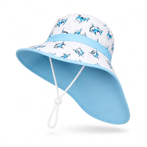 Image of VRITRAZ Sun Protection UPF50+ Bucket Hat Toddler Summer Beach Play Hats with Neck Flap for Girl, Boy, Kids Summer Hat, Bucket Hat for Kids Ages 3-10 Years