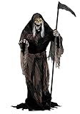Fun Costumes 6FT Lunging Grim Reaper Animatronic Outdoor Decoration, Terrifying Scary Creepy Black Life Size Halloween Yard Decor Seasonal Visions International Standard