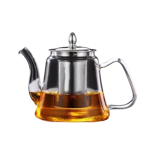 MORLU ガラスティーポット 1.2L ホウケイ酸ガラスと304ステンレススチール製 | IHクッキングヒーター対応 | 直火とIHクッキングヒーター両方に対応 | 茶こし付き | ティーポット | キャンプや家庭での使用に最適 | 紅茶、コーヒー、フル