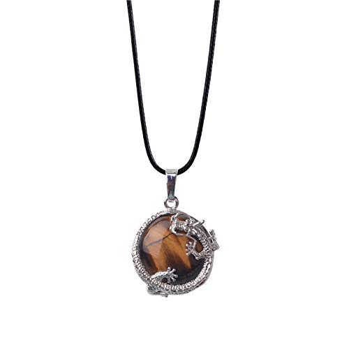 Preisvergleich Produktbild KDYSMWD Herren Münzkette Tigerauge Opal Laterne Anhänger Kristall Halskette