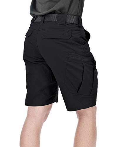 Hard Land Men's 9.5" Urban Tactical Shorts Waterproof Ripstop Teflon Elastic Waist Cargo Work Shorts Hiking Fishing Charcoal Waist 36 #TOP1