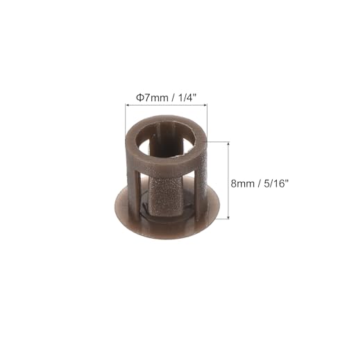 Image of MECCANIXITY 64PCS 7mm(1 /4 inch) Brown Plastic Hole Plugs, Flush Type Panel Hole Plugs Insert End Caps for Locking Hole Tubes Furniture Cabinet