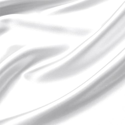 vveiiye Satin Fabric 10 Yards 60" Wide Soft Silky Charmeuse Satin Fabric by The Yard Soild Fabric for Wedding Dress, Sewing, Crafts, Party Decorations, Backdrop, White