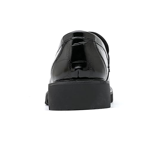 Men's Patent Leather Tassel Penny Loafers Retro Print Non-Slip Lug Sole Slip-On Business Dress Shoes Fashion Party Wedding Work Shoes3