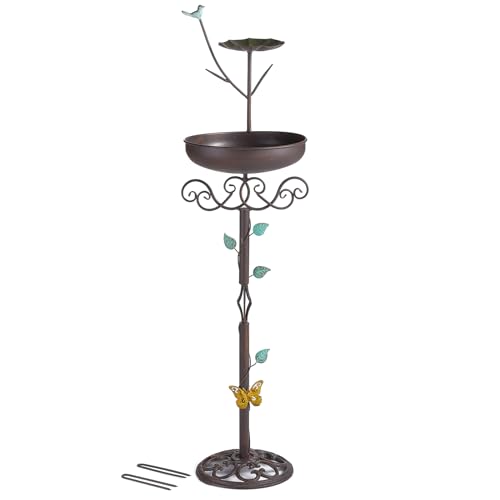 Calidecor BIRD BATH S For Outdoors, 46 Inch H Garden Bird Bath And Feeder With Cast Iron Pedestal, Vintage Metal Bird Bath Bowl And Bird Feeder Tray, Standing Birdbaths cover