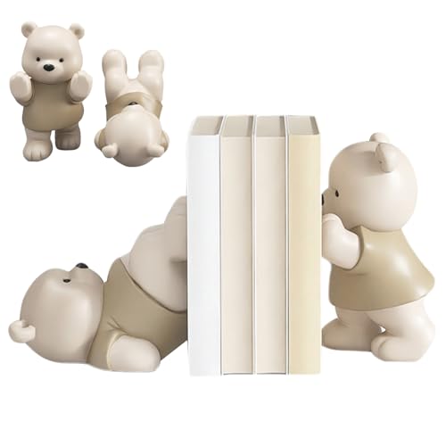 Serre-livres ours en résine imperméable et antidérapant pour étagère - 2