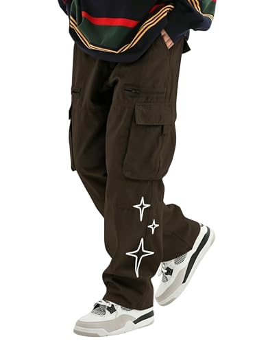 ZAFUL Men's Wild Cargo Pants Loose Fit Y2K Pants Drawstring Casual