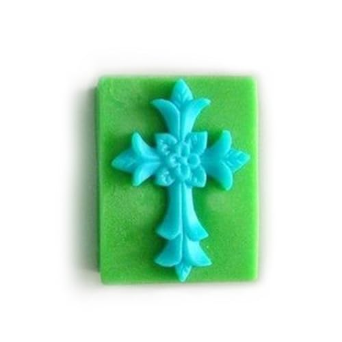 Moule en silicone rectangle pour fabriquer vos savons maison aux motifs de feuilles et croix