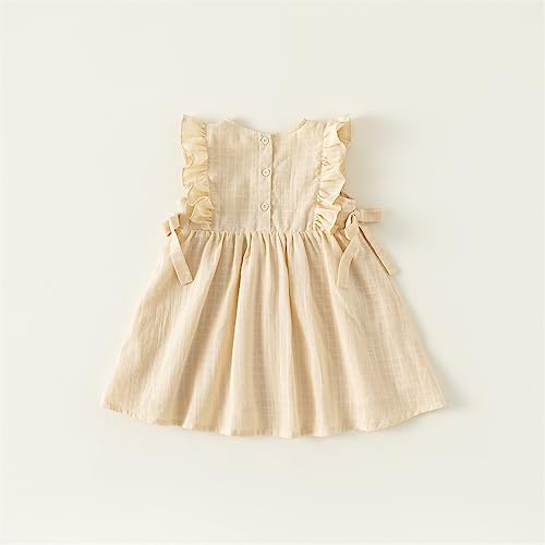 Toddler Girls Cute Solid Color Princess Dress Crew Neck Butterfly Lace Up Skirt Sleeveless Little Girl Outfits2