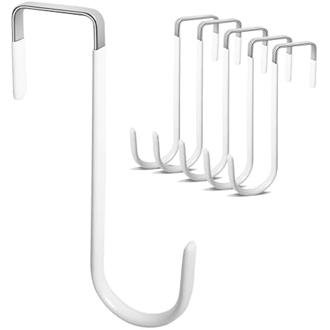 styleonme Hooks, Hook Practical, 6inch 6 Pack, Wreath Hooks, Rubber Door Hanger Hook, Solid Metal Door Hanger Hook, Heavy Door Hanger Hook, White Door Hanger,Hanging Towel Hanger(White) Cover