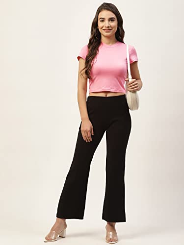 Image of Women Solid Super Soft streachable Cotton Lycra Blended Crop Top (XXL, Baby Pink)