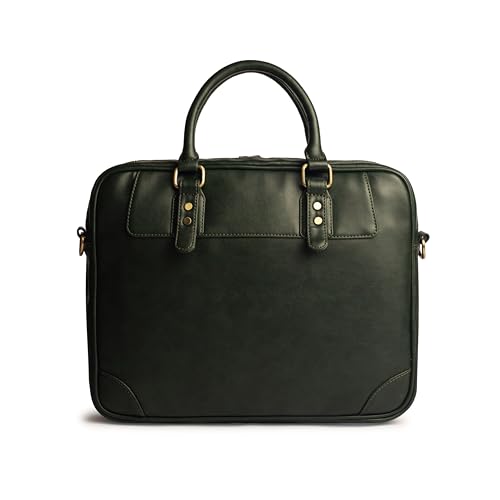 Image of Gauge Machine Messenger Bag for Men & Women - Vegan Leather Office Laptop Bag | Fits up to 16 Inch Laptop | Water-Resistant, 30L Capacity, Padded Compartment