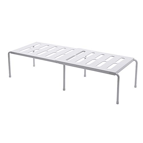 Estante de cocina, estante apilable, organizador de estante de gabinete de cocina plegable para platos y suministros, lata y especias, diseño de acero perforado que puede escurrir ( Color : White )