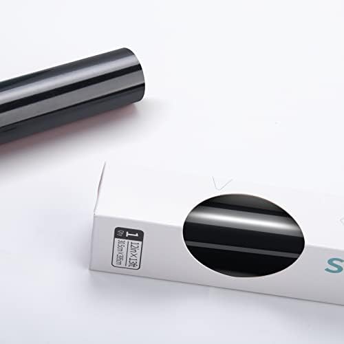 LOKLIK Glossy Black Permanent Vinyl for Cricut, 12" x 13ft Black Permanent Adhesive Vinyl Rolls, Black Vinyl Roll for Cricut Silhouette Cameo - Easy to Cut&Weed