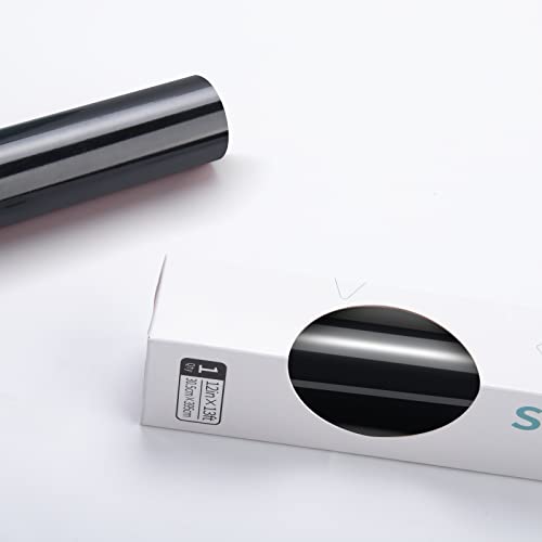 Loklik Glossy Black Permanent Vinyl For Cricut, 12" X 13Ft Black Permanent Adhesive Vinyl Rolls, Black Vinyl Roll For Cricut Silhouette Cameo - Easy To Cut&Weed #TOP24