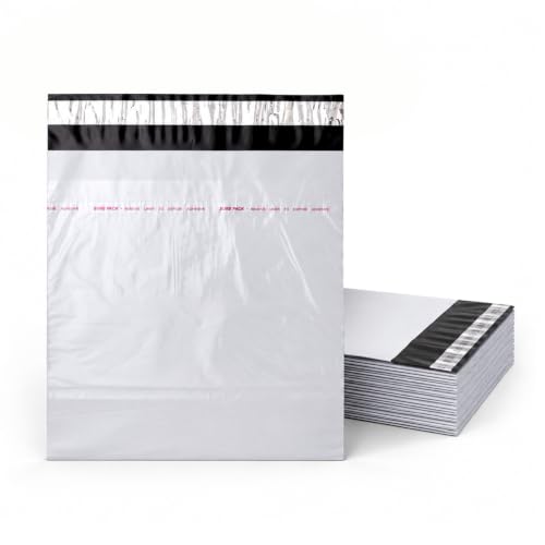 Image of BonKaso 14x17 Inch Poly Courier Bags with POD Sleeve | 55 Mic Tamper-Proof Self-Seal Shipping Envelopes for Secure Packaging & Delivery | Waterproof Mailer - Pack of 50