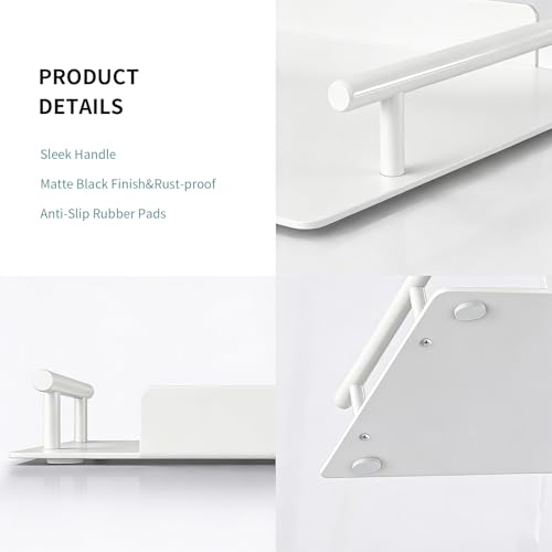 Image of FLE Bathroom Organizer Countertop Tray Set, 2 Pack, White, Stainless Steel, Rectangular