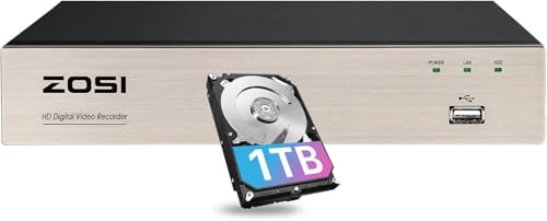 ZOSI 5MP Lite 8 Channel 4 in 1 HD TVI CCTV DVR,AI Human/Vehicle Detection,Mobile Remote Access,H.265+ 8CH 1080P Surveillance Video Recorder 1TB Hard Drive for Home Security Camera System