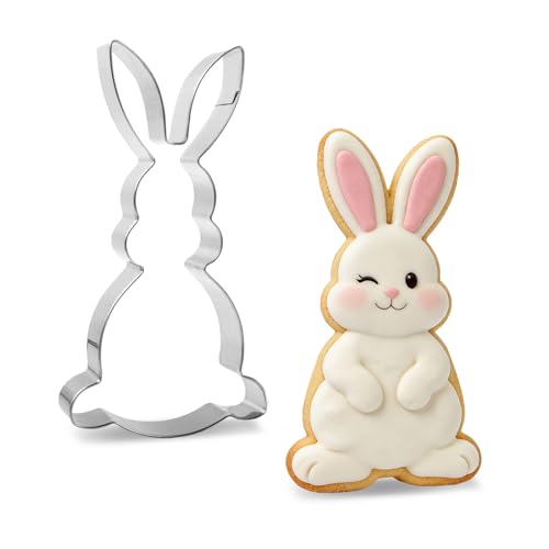 Emporte Piece Pâques Lapin Acier Inoxydable Grand 12x6cm pour Les Biscuits, Les Pâtisseries, Les Fruits et La Pâte