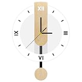 ALEENFOON Orologio da Parete in acrilico e legno, Silenzioso, Senza Ticchettio, a Batteria, Numeri Romani Orologio Parete Moderno, per Soggiorno, Cucina, Bagno, Ufficio (28,5 * 39 cm)