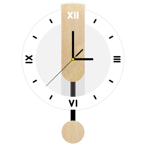 ALEENFOON Wanduhr Acryl und Holz Geräuschlos, Batteriebetrieben, römischen Ziffern Pendeluhr Wanduhr Moderne Wanduhren für Wohnzimmer, Küche, Badezimmer, Büro (28,5 x 39 cm)