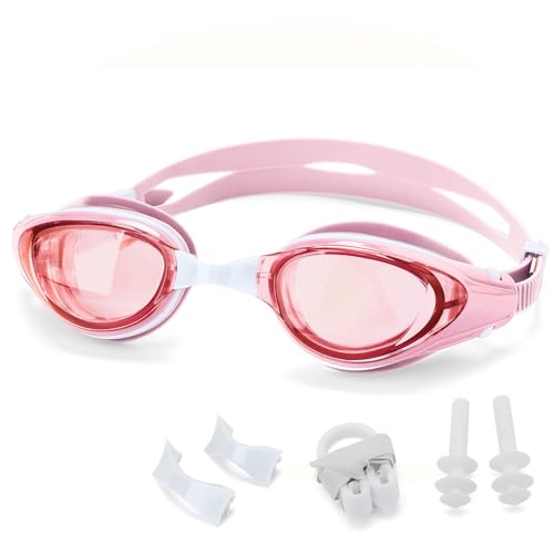 WAVE Nearsighted Swim Goggles Shortsighted Swimming Goggles for Adults Youth Anti Fog UV Protection Comfort Fit Silicone Frame