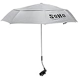 Soho Urban Artist UV Protection Sunscreen Easel Umbrella, Mountable, Waterproof & Flexible Gooseneck with Clamp Mount -Grey 42 Inch Open Diameter
