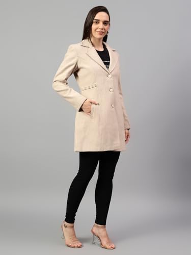 Image of Cantabil Solid Full Sleeves Regular Fit Women Casual Long Coat | Casual Winter Wear Long Coat for Women | Ladies Long Coat for Winter Wear (P LLOC00040)
