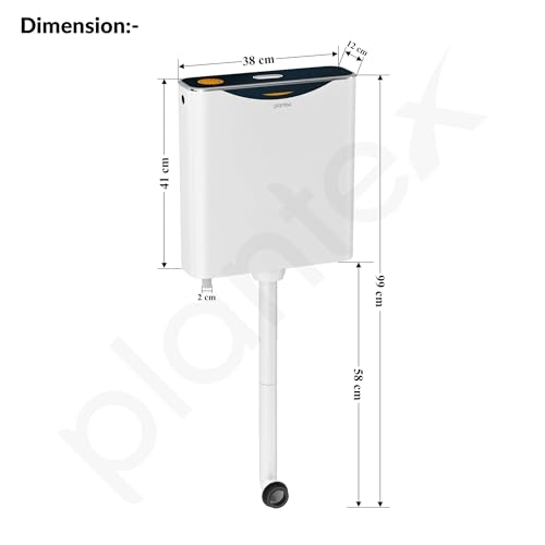 Image of Plantex Single Flushing Cistern for Bathroom /Flush Tank for Toilet with 10 Ltr Water Capacity /Polypropylene Toilet Flush Tank - Pack of 1 (Boss, Navy Blue & White)