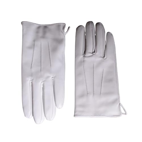 Gants en cuir pour hommes hiver chaud au style blanc court raffiné