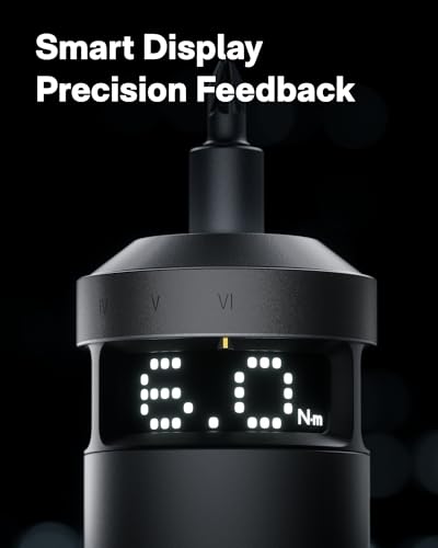 HOTO PixelDrive Elektrische schroevendraaierset met intelligent display, 6 draaimomentniveaus, 0,5 tot 6 N·m, 1/4 hex 30-bits, 2000 mAh, USB-C, elektrische schroevendraaier voor elektronica - Afbeelding 3