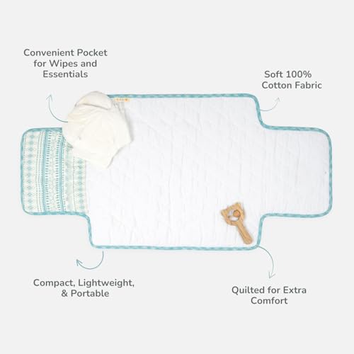 Image of Tidy Sleep Portable Diaper Changing Mat /Pad for Newborns & Infants Baby 0-24 Months Light Weight, Portable, Water Proof (Marine Meadow)