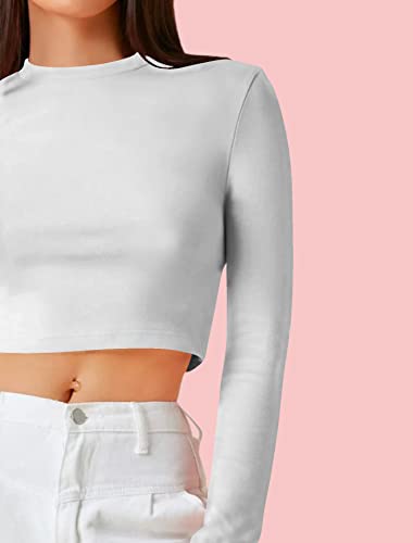 Image of Dream Beauty Fashion Women's Casual Round Neck Long Sleeves Stylish Crop Top - 17 inch Inches (Tee-Tally 02)