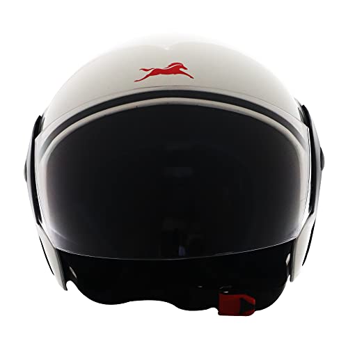 Image of TVS Half Face Helmet for Men and Women, Glossy White, Size L, ISI and DOT Certified