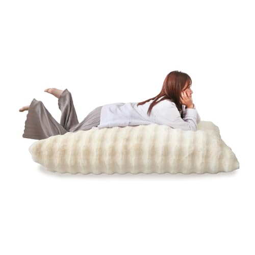 ウェイモール ビーズクッション 特大 補充可 ふわふわクッション ふわふわ もこもこ もこもこビーズクッション ラビットファー風 クッション ビーズソファー ピロー 軽量 洗えるカバー リラックス リビング 寝室 おしゃれ かわいい 135cm×85cm(