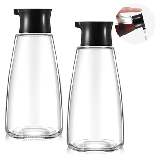 LOYIM 2 Pcs 9.6 OZ Soy Sauce Dispenser Large Glass Cruet Dispenser for Olive Oil Vinegar Soy Sauce...