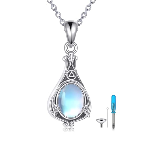 ONEFINITY Moonstone Urn Necklace for Ashes 925 Sterling Silver Butterfly/Sobriety AA Pendant Necklace Cremation Memorial Keepsake Jewelry Gifts for ashes of loved one for Women