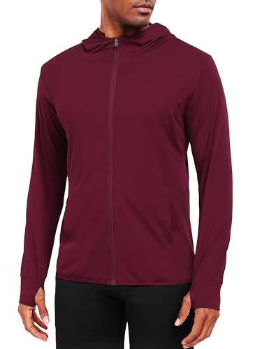 NELEUS Men's Workout Fishing Shirts UPF 50+ Light Jacket Full Zip Sun Protection Long Sleeve Hoodie for Men Hiking