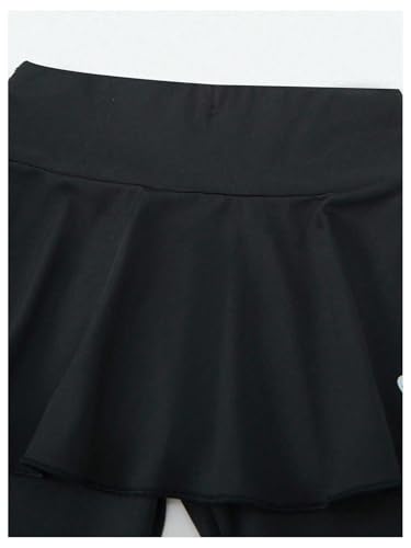 Verdusa Girl's 2 Pack Bowknot Skirted Leggings Stretchy Athletic Workout Skinny Pants3