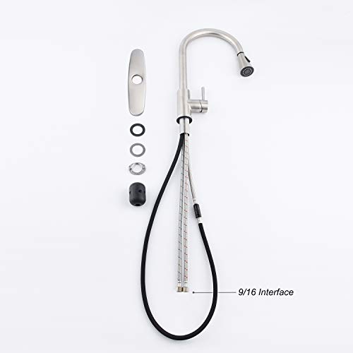 Robinet de cuisine extractible avec buse rotative 360° en inox brossé