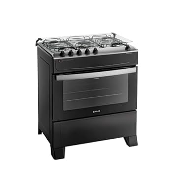 Fogão 5 Bocas Preto com Mesa Inox Atlas Atenas Bivolt